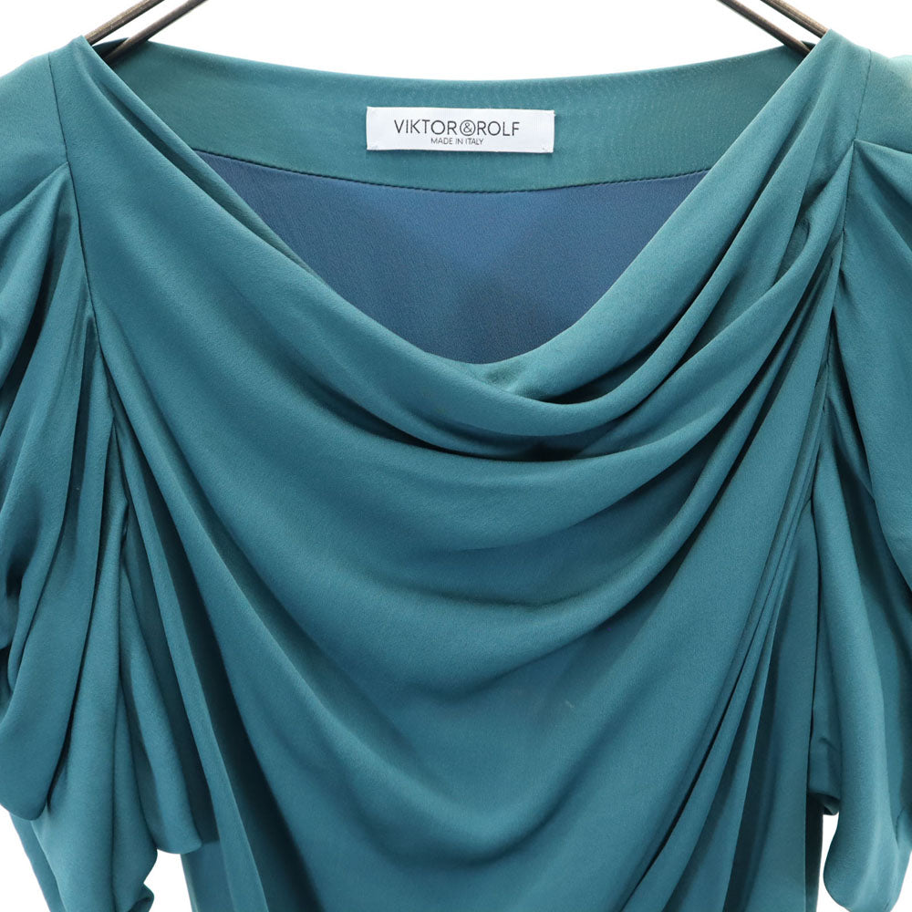 VIKTOR&ROLF ヴィクターアンドロルフ イタリア製 シルク 半袖 ワンピース 38 グリーン系 レディース