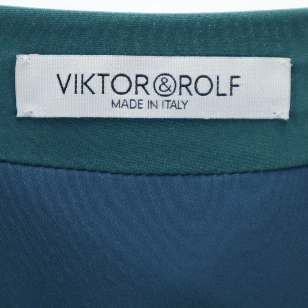 VIKTOR&ROLF ヴィクターアンドロルフ イタリア製 シルク 半袖 ワンピース 38 グリーン系 レディース