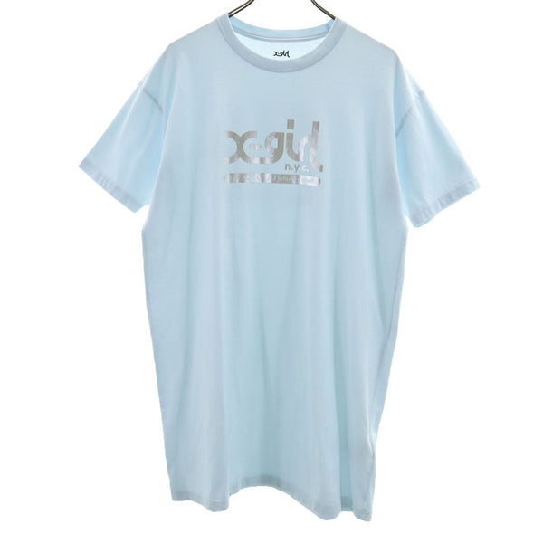 エックスガール 半袖 Tシャツ ワンピース M 水色 X-girl レディース