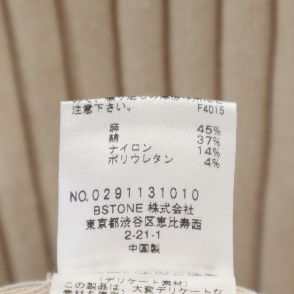 AMERI UNDRESSED アメリ リネンブレンド ノースリーブ リブニット ロングワンピース ベージュ レディース