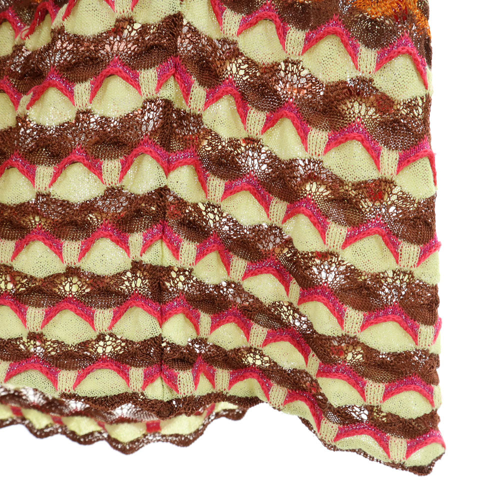 Missoni ミッソーニ イタリア製 ボーダー柄 ノースリーブ ニット ワンピース 42 ブラウン 他 レディース