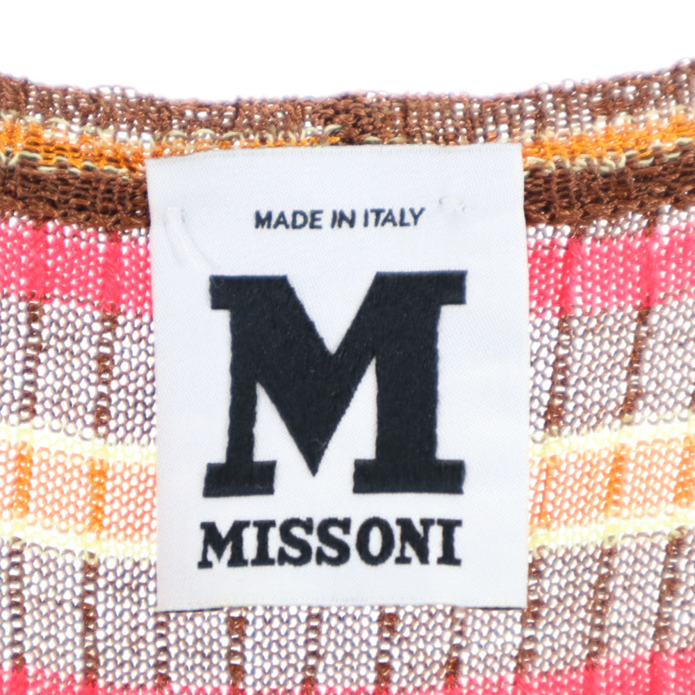 Missoni ミッソーニ イタリア製 ボーダー柄 ノースリーブ ニット ワンピース 42 ブラウン 他 レディース