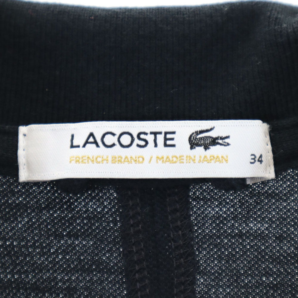 ラコステ 日本製 ノースリーブ ポロ ワンピース 34 ブラック LACOSTE レディース