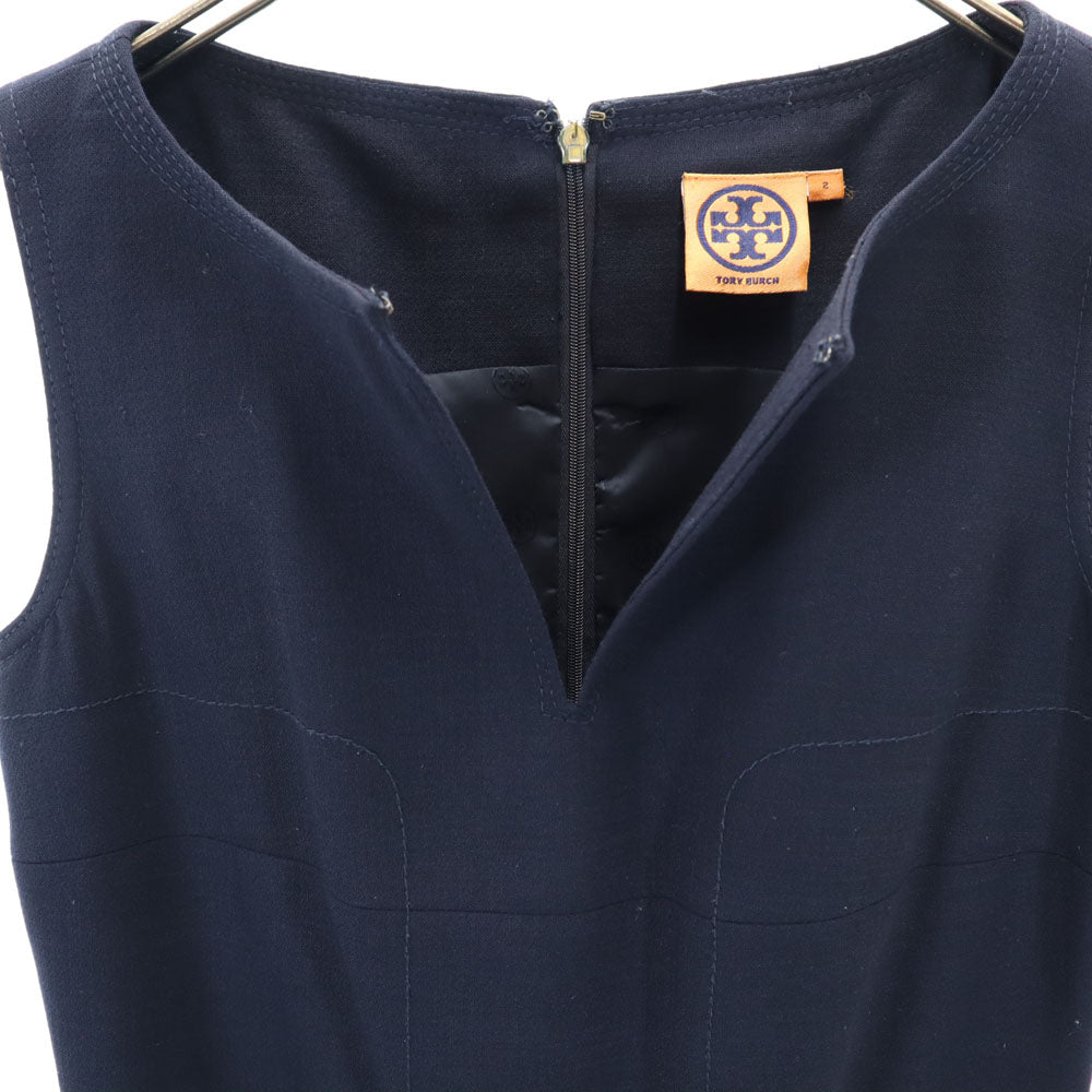 Tory Burch トリーバーチ ノースリーブ ワンピース 2 ネイビー レディース