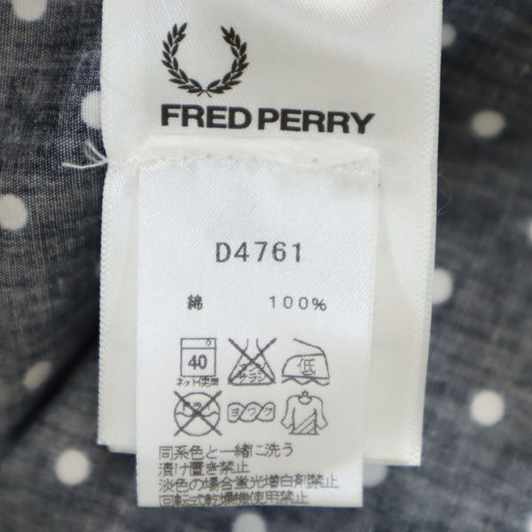 フレッドペリー ドット柄 半袖 シャツワンピース 6 ネイビー FRED PERRY 水玉 レディース