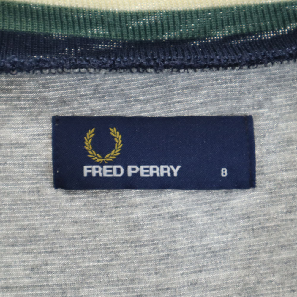 フレッドペリー 日本製 半袖 Vネック Tシャツ ワンピース 8 グレー FRED PERRY レディース