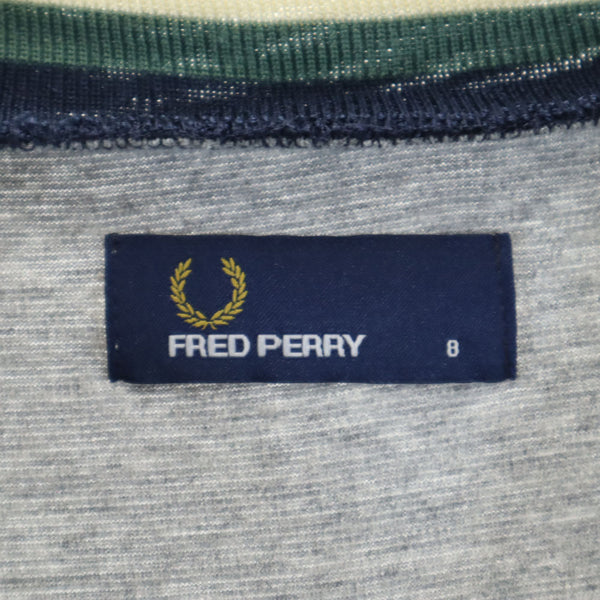 フレッドペリー 日本製 半袖 Vネック Tシャツ ワンピース 8 グレー FRED PERRY レディース