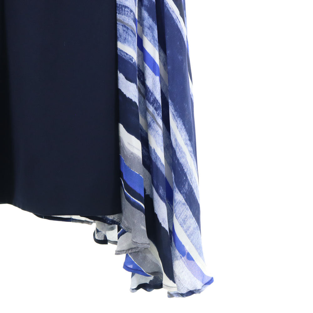 MAX&CO マックスアンドコー 5分袖 切替 ロングワンピース 40 ネイビー系 バックジップ レディース