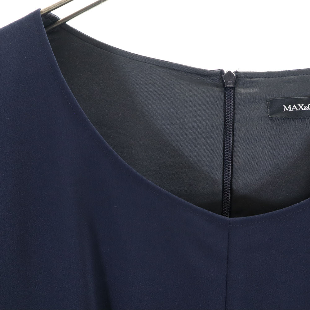 MAX&CO マックスアンドコー 5分袖 切替 ロングワンピース 40 ネイビー系 バックジップ レディース