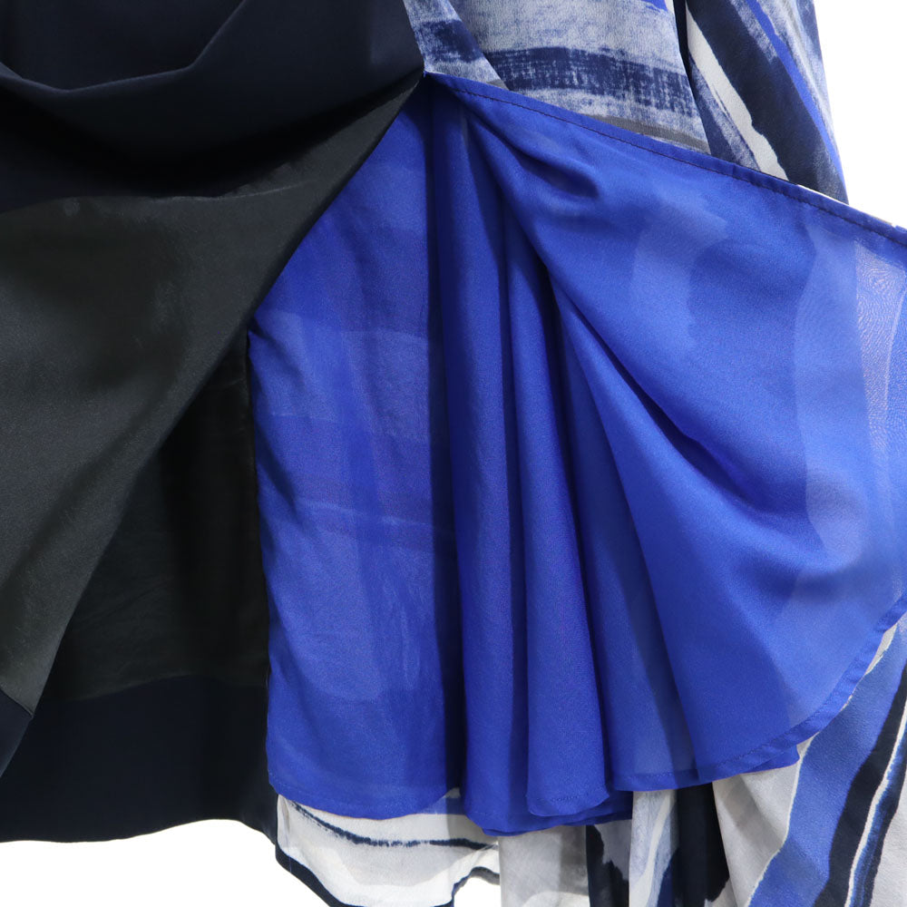 MAX&CO マックスアンドコー 5分袖 切替 ロングワンピース 40 ネイビー系 バックジップ レディース