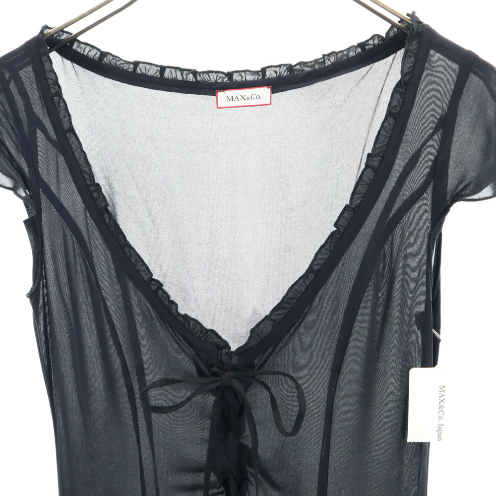 未使用 MAX&CO マックスアンドコー ノースリーブ ワンピース 40 ブラック系 サイドジップ タグ付き レディース