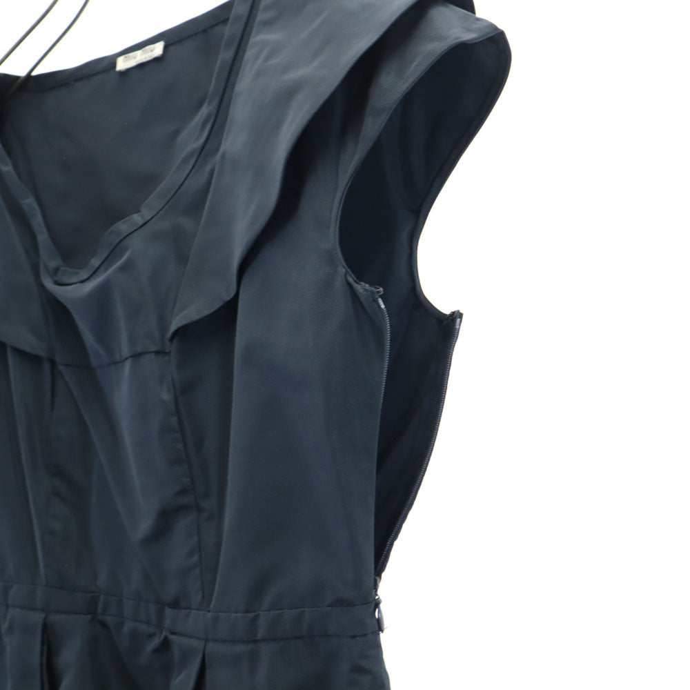 MIUMIU ミュウミュウ イタリア製 ノースリーブ ミニワンピース 40 ネイビー フレンチ袖 レディース