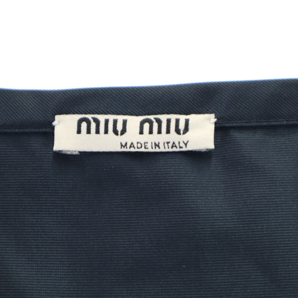 MIUMIU ミュウミュウ イタリア製 ノースリーブ ミニワンピース 40 ネイビー フレンチ袖 レディース