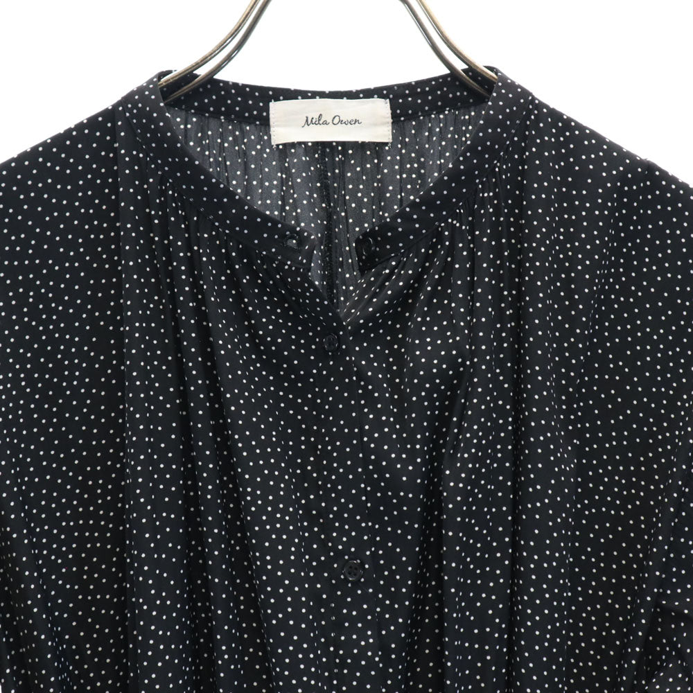 ミラオーウェン ドット柄 長袖 ロングワンピース F ブラック Mila Owen レディース