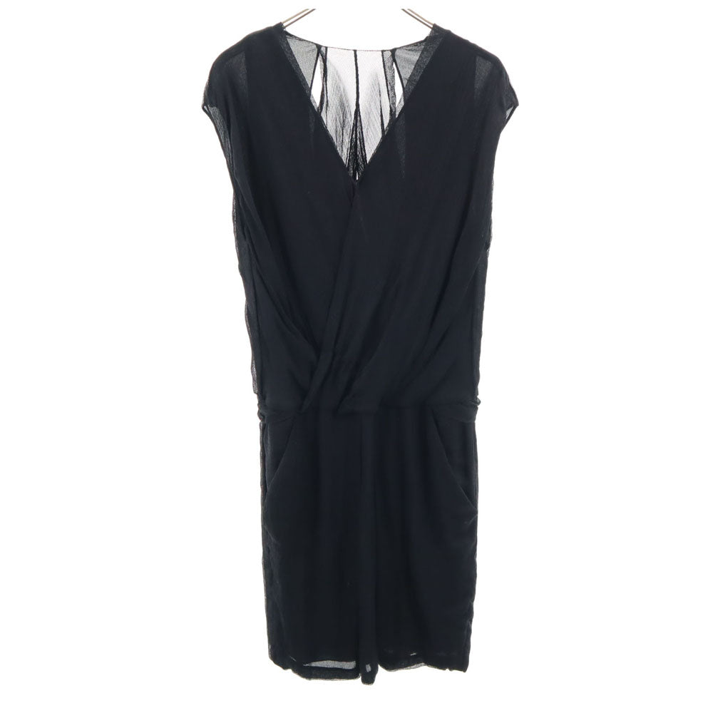 Alexander Wang アレキサンダーワン シルク100％ 半袖 Vネック ミニワンピース 4 ブラック フレンチスリーブ レディース