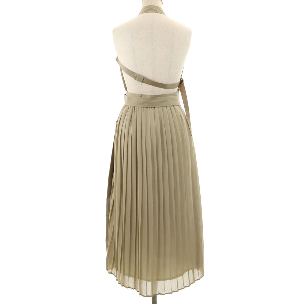 AMERI UNDRESSED アメリ 半袖 バックプリーツ ジャンパースカート ベージュ系 ワンピース レディース