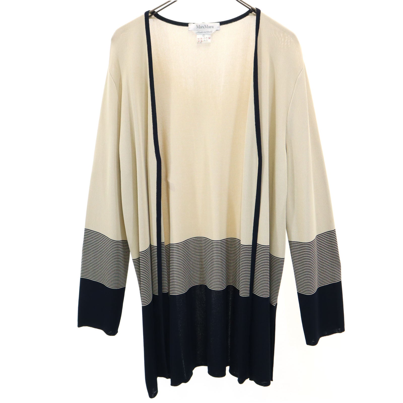 MAX MARA マックスマーラ イタリア製 長袖 ニットカーディガン L ベージュ系 レディース