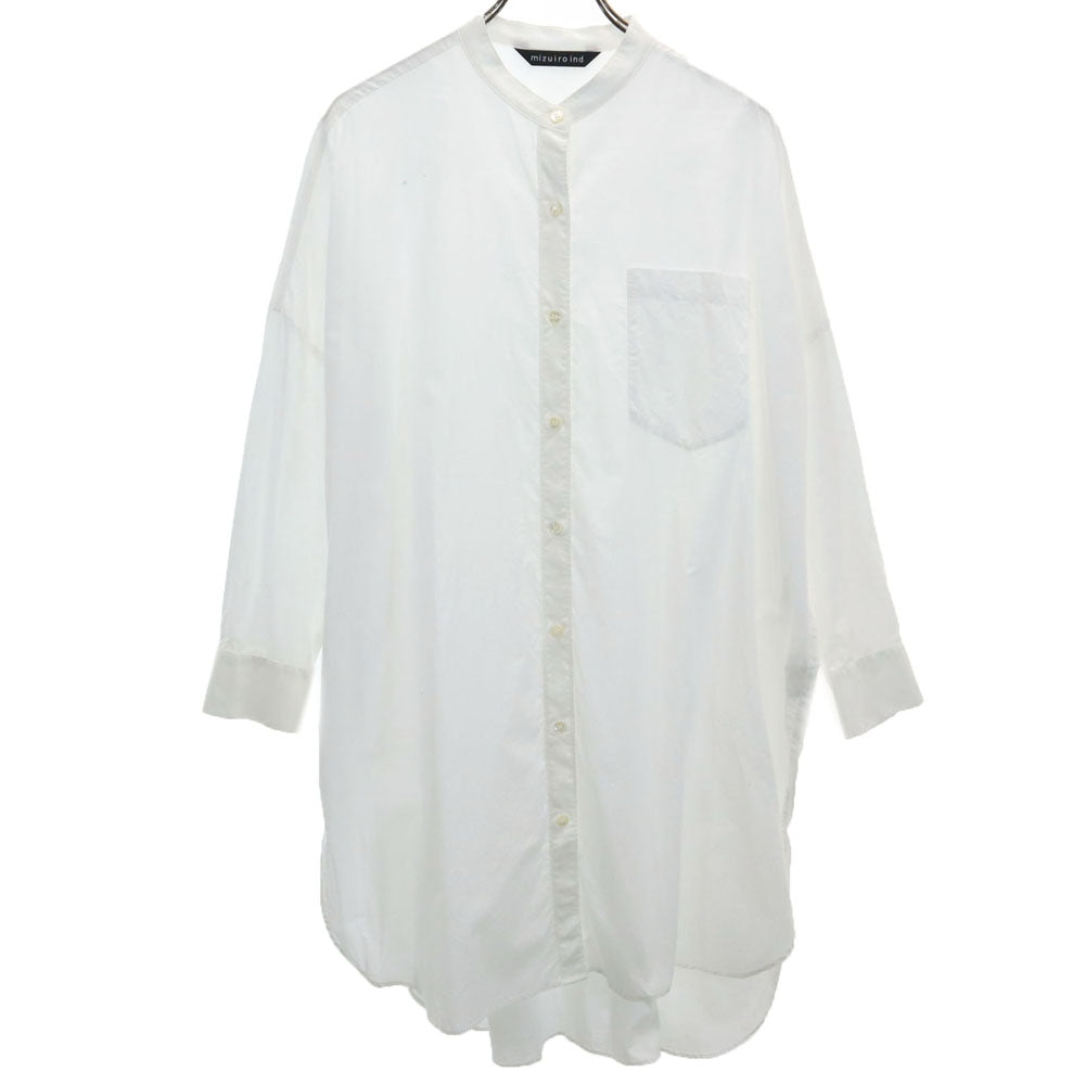 mizuiro ind ミズイロインド 長袖 スタンドカラー シャツワンピース 白 レディース