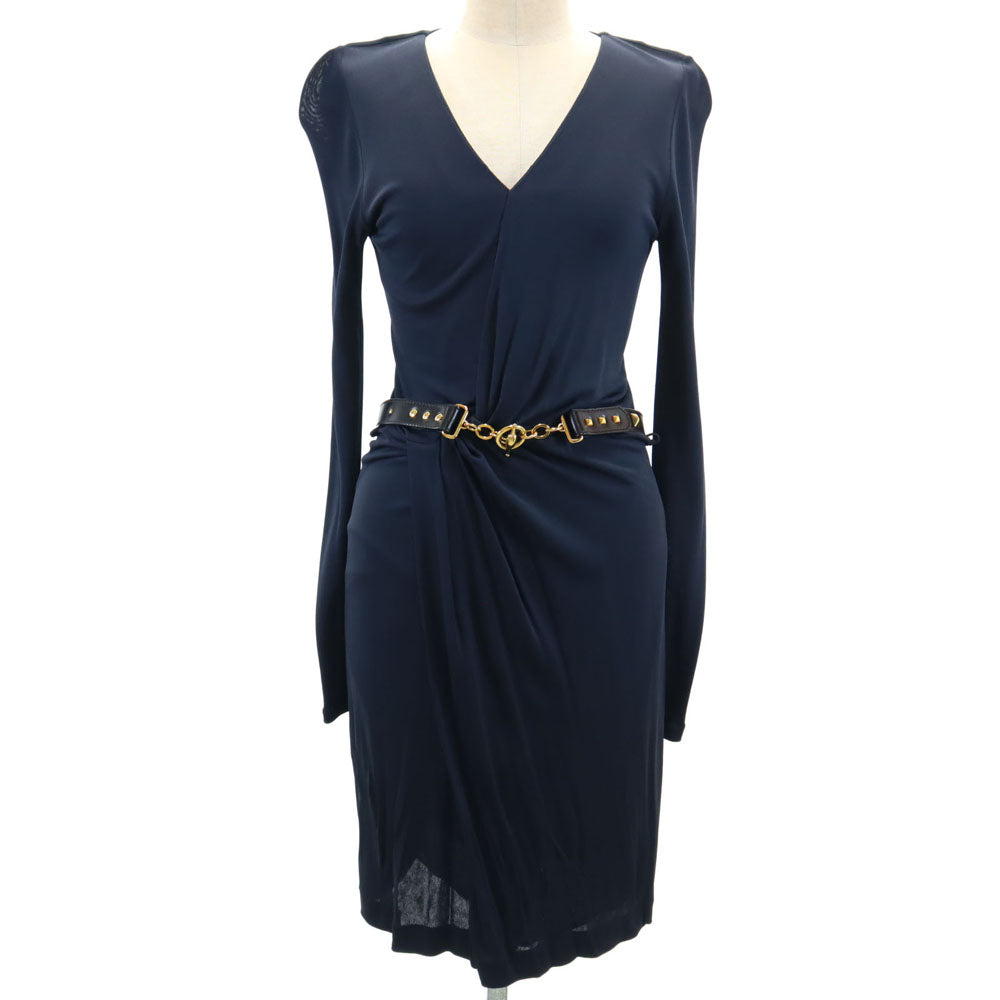 GUCCI グッチ イタリア製 長袖 ワンピース S ネイビー レディース