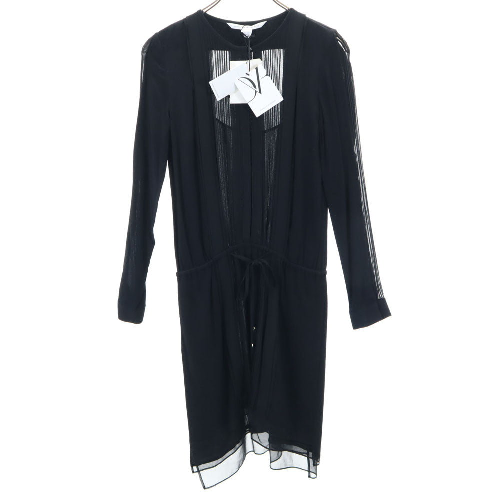 未使用 DIANE VON FURSTENBERG ダイアンフォンファステンバーグ 長袖 ミニワンピース 0 ブラック タグ付き レディース