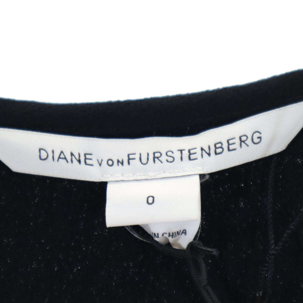 未使用 DIANE VON FURSTENBERG ダイアンフォンファステンバーグ 長袖 ミニワンピース 0 ブラック タグ付き レディース