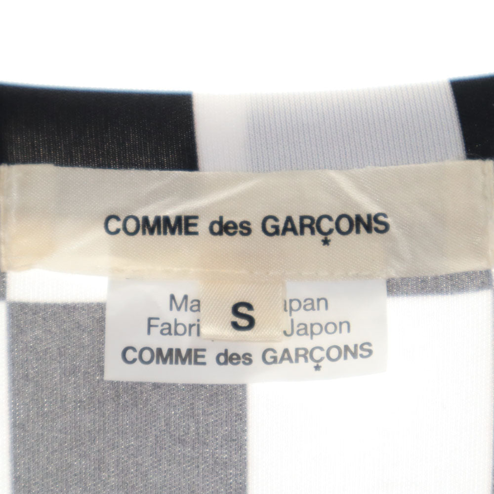 コムデギャルソン 2021年 日本製 ギンガムチェック柄 長袖 デザイン カットソー S 白×黒 COMME des GARCONS ストレッチ メンズ