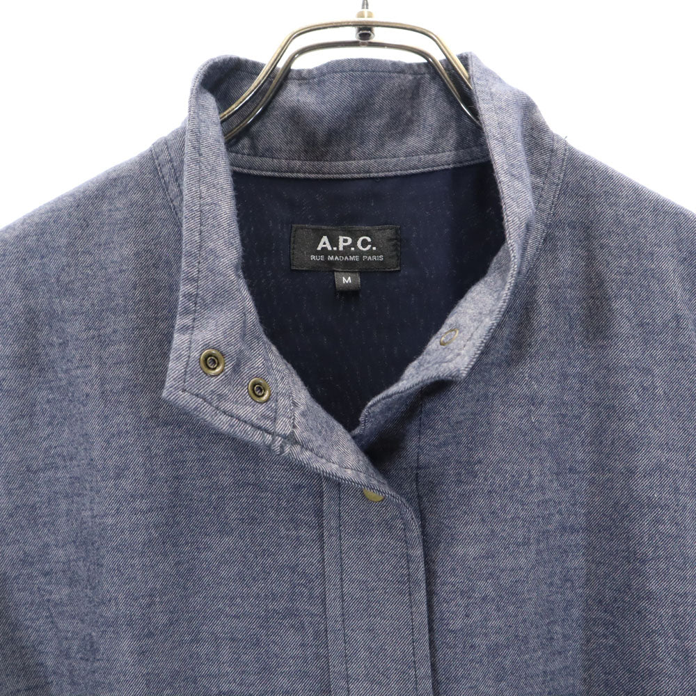 アーペーセー 7分袖 シャツワンピース M チャコールネイビー A.P.C. レディース