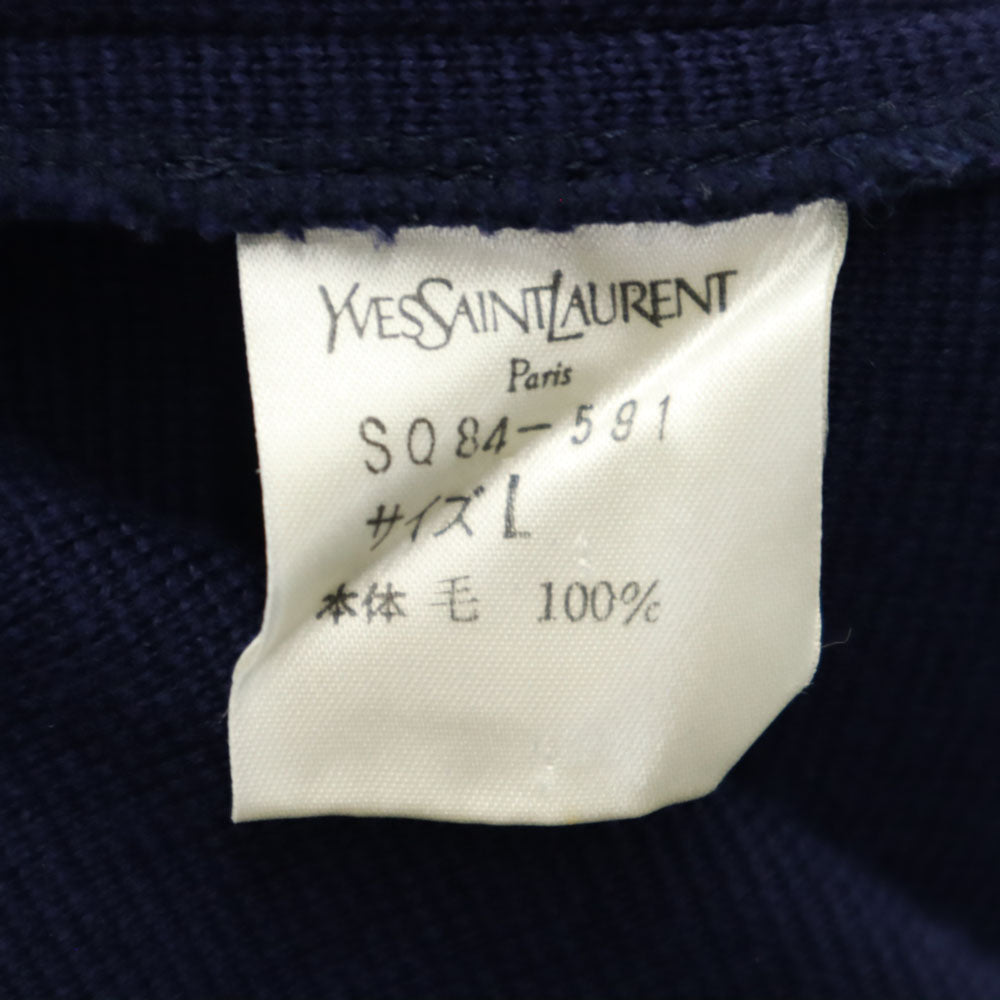 イヴサンローラン 90s ウール オールド 長袖 ニット ワンピース L ネイビー YVES SAINT LAURENT レディース