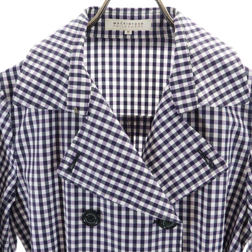 MACKINTOSH PHILOSOPHY マッキントッシュフィロソフィー チェック柄 トレンチコート 38 パープル 収納袋付き レディース