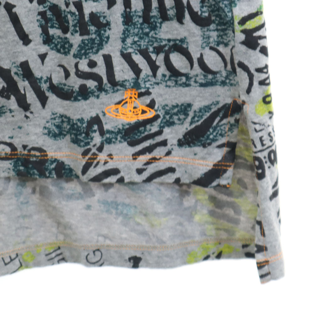 ヴィヴィアンウエストウッド アングロマニア 総柄 半袖 Tシャツ S グレー系 Vivienne Westwood ANGLOMANIA メンズ