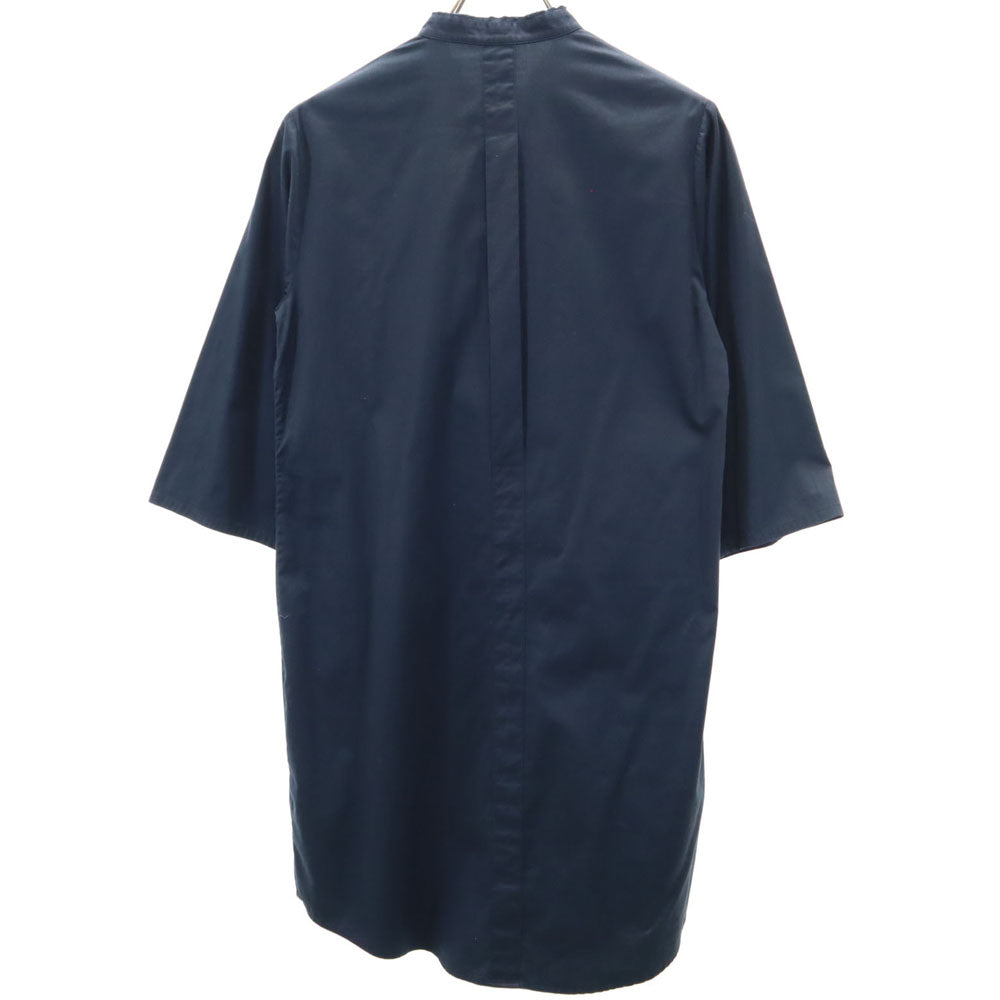 JIL SANDER ジルサンダー イタリア製 7分袖 バンドカラー シャツワンピース 34 ネイビー系 レディース