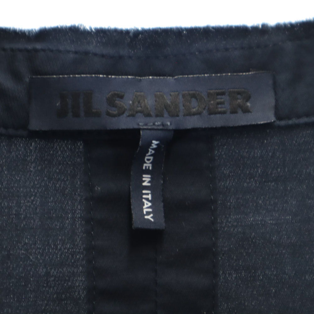 JIL SANDER ジルサンダー イタリア製 7分袖 バンドカラー シャツワンピース 34 ネイビー系 レディース