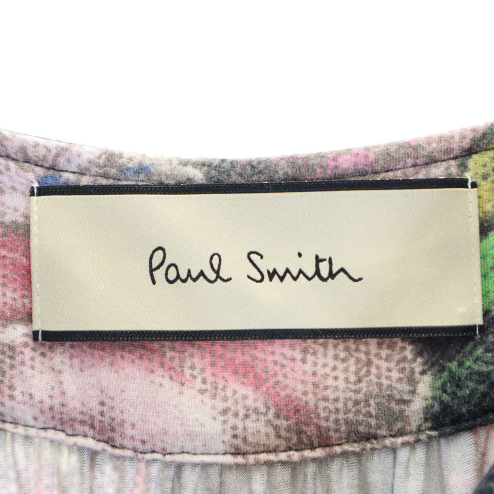 ポールスミス 花柄 ノースリーブ Vネック ワンピース M チャコールブラック 他 Paul Smith レディース