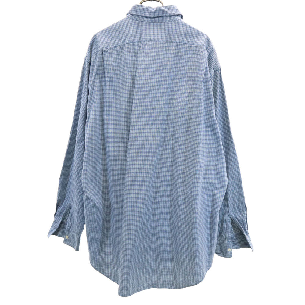 RRL 90s 初期タグ 赤3星 オールド チェック柄 長袖 ハーフボタン シャツ L ブルー系 ダブルアールエル RALPH LAUREN プルオーバー メンズ