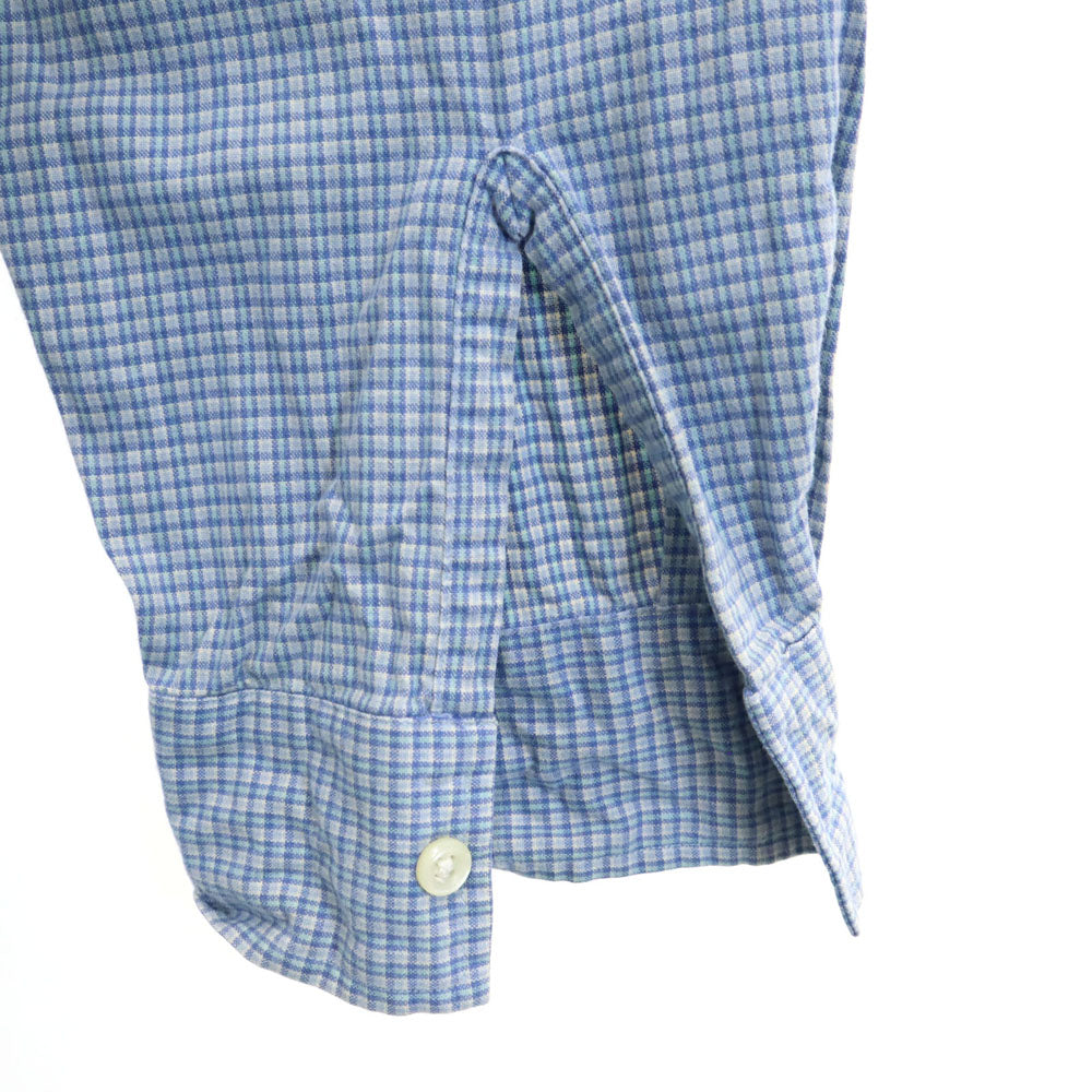 RRL 90s 初期タグ 赤3星 オールド チェック柄 長袖 ハーフボタン シャツ L ブルー系 ダブルアールエル RALPH LAUREN プルオーバー メンズ