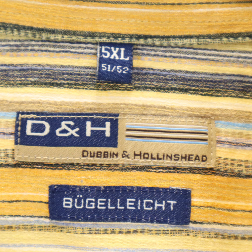 DUBBIN ＆ HOLLINSHEAD ストライプ柄 半袖 シャツ 5XL イエロー系 DUBBIN ＆ HOLLINSHEAD ビッグサイズ メンズ