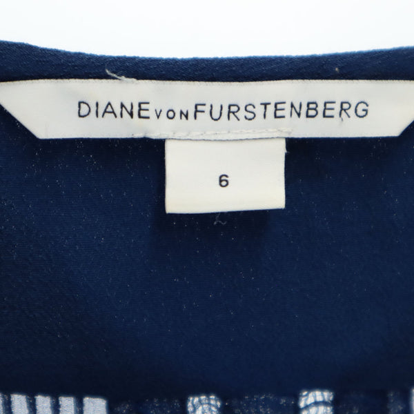 ダイアンフォンファステンバーグ 長袖 シースルー ミニワンピース 6 ブルー DIANE VON FURSTENBERG レディース