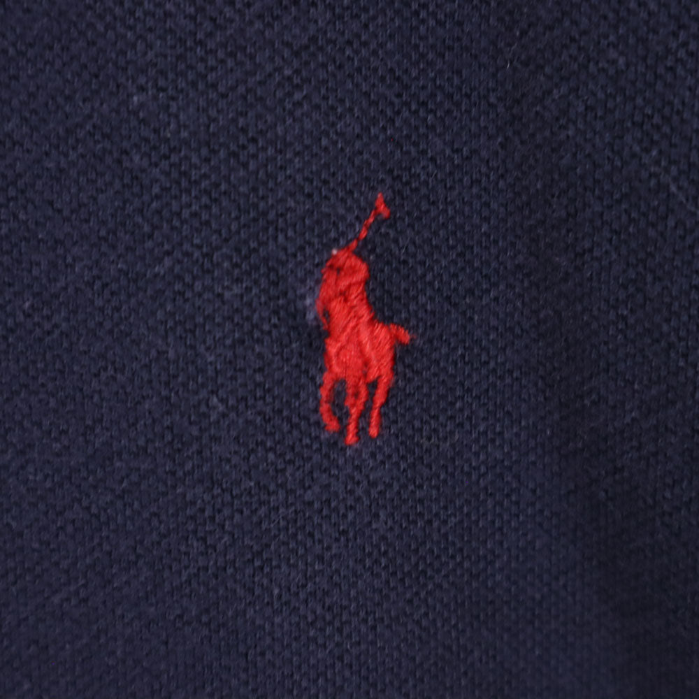 ポロバイラルフローレン 長袖 ポロ ワンピース L ネイビー Polo by Ralph Lauren 鹿の子 レディース