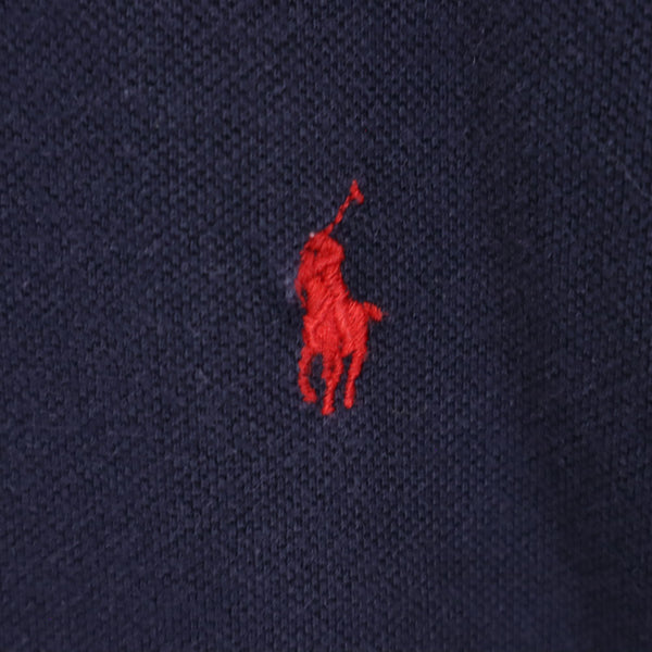 ポロバイラルフローレン 長袖 ポロ ワンピース L ネイビー Polo by Ralph Lauren 鹿の子 レディース