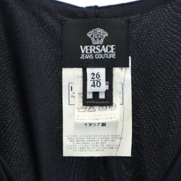 ヴェルサーチ ノースリーブ フレア ワンピース 26/40 ブラック VERSACE JEANS COUTURE レディース