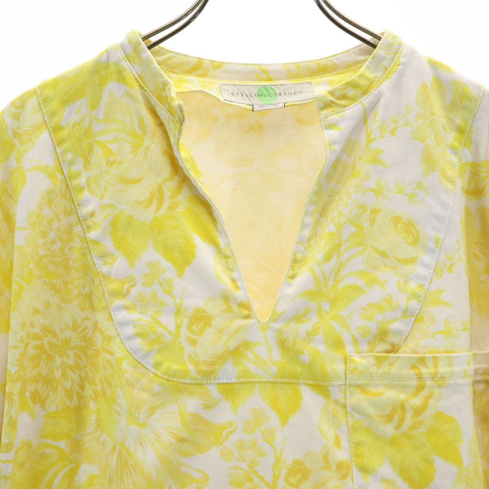 Stella McCartney ステラマッカートニー イタリア製 花柄 半袖 スキッパー ワンピース 36 イエロー レディース