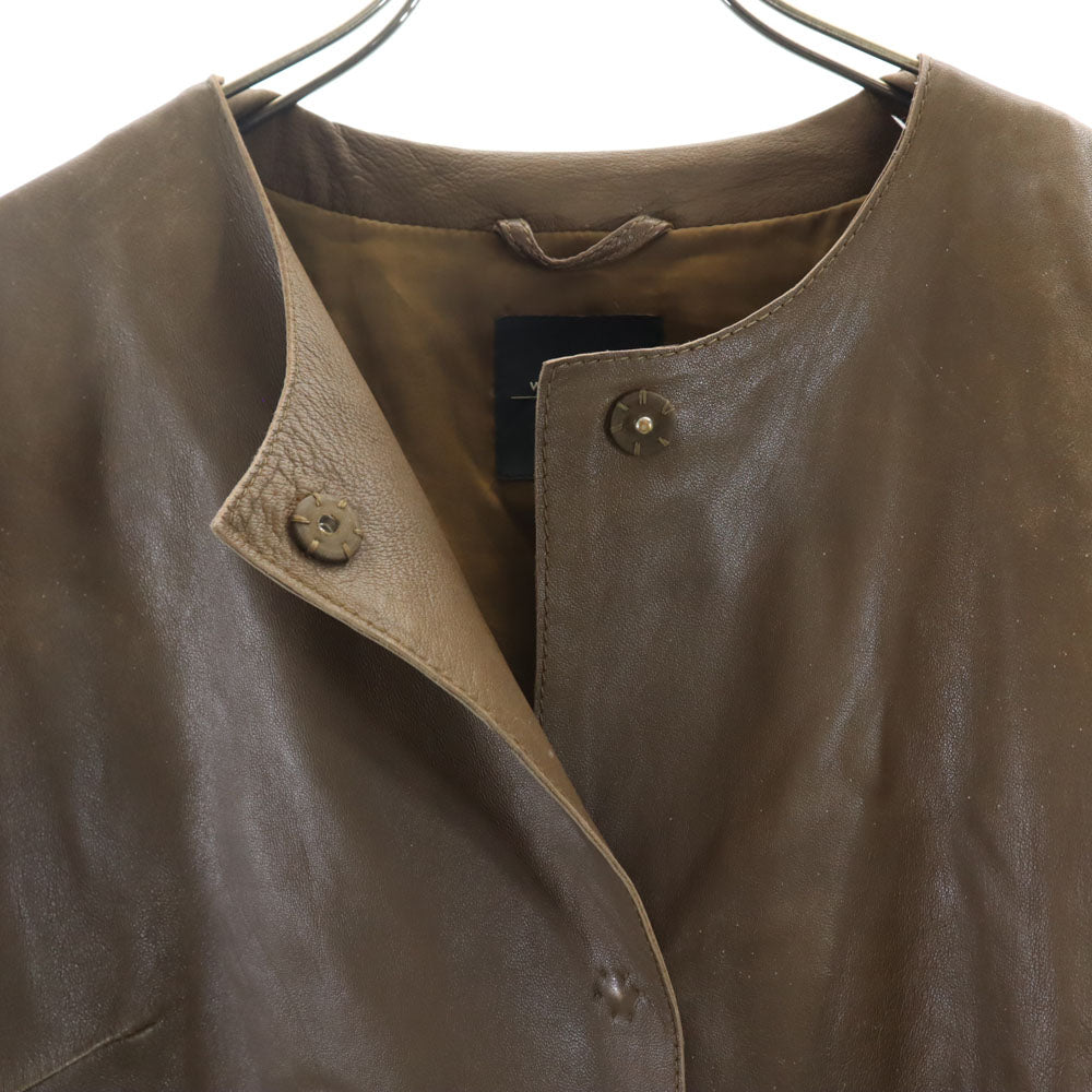 WEEKEND MaxMara ウィークエンドマックスマーラ フェイクレザー ノーカラー ステンカラーコート 38 ブラウン系 レディース