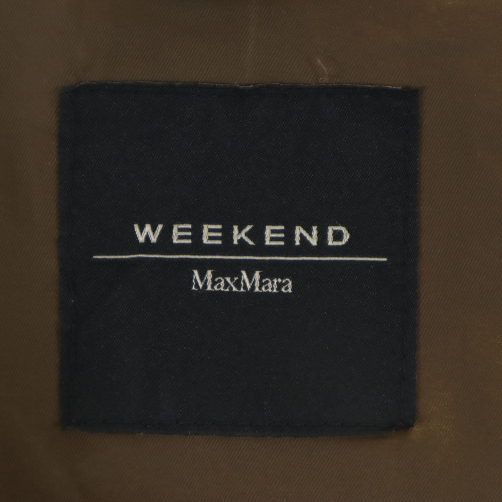 WEEKEND MaxMara ウィークエンドマックスマーラ フェイクレザー ノーカラー ステンカラーコート 38 ブラウン系 レディース