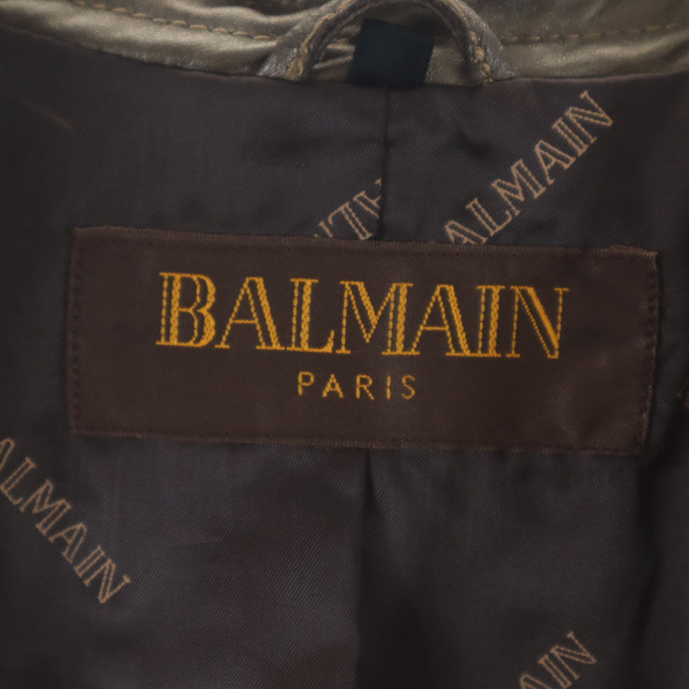 BALMAIN バルマン シープスキン レザーコート 13 ブラウン系 PARIS レディース
