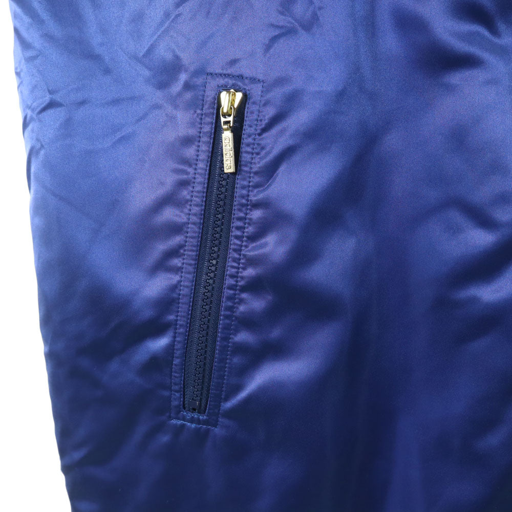 adidas アディダス 80s デサント製 ヴィンテージ トレフォイルロゴ ベンチコート M ブルー 裏ボア メンズ