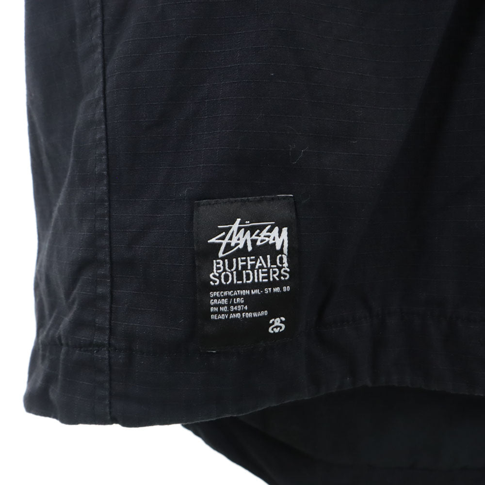 STUSSY ステューシー レディーアンドフォワード コラボ Buffalo Soldiers シリーズ パーカー L ブラック ｘ READY AND FORWARD ジャケット メンズ