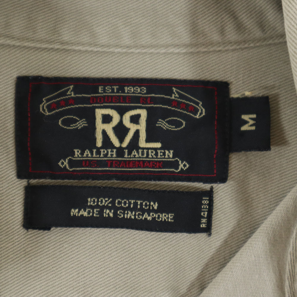 RRL ダブルアールエル 90s 赤3星 初期タグ オールド 長袖 ワークシャツ M グレージュ RALPH LAUREN メンズ