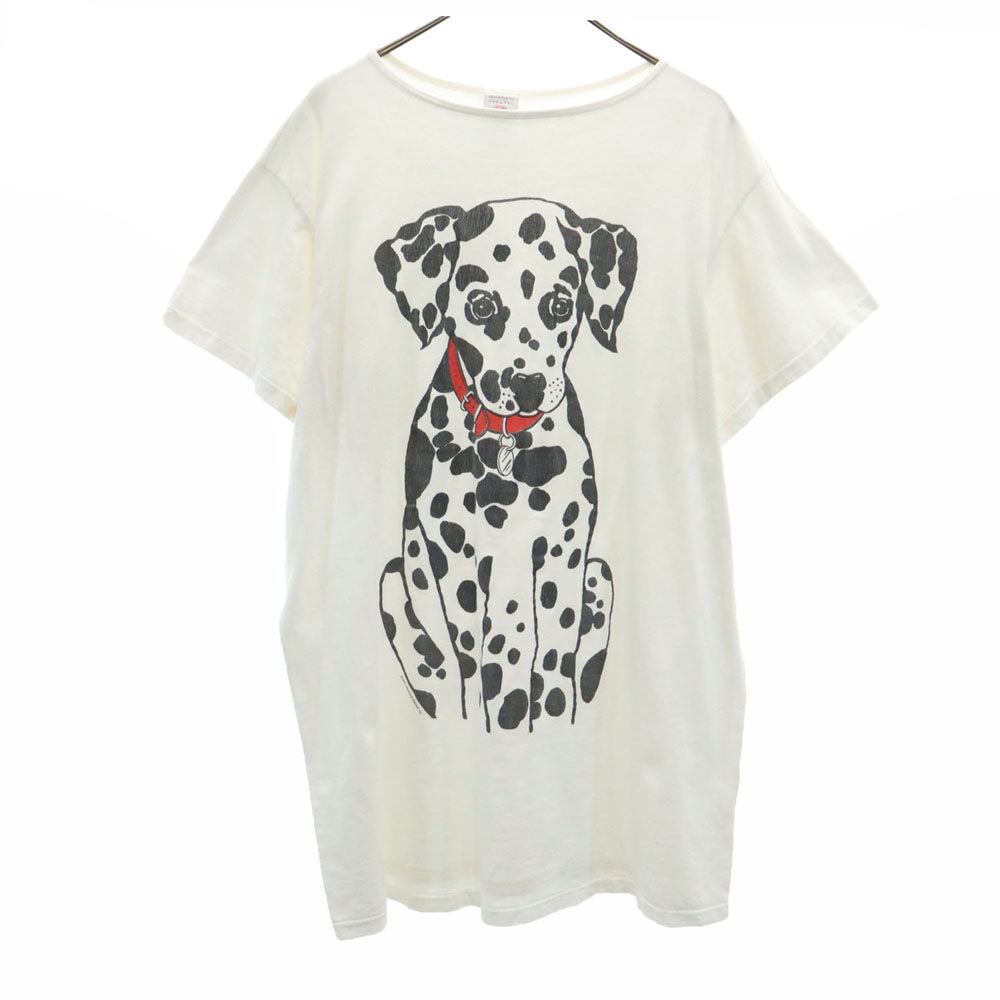 ハートランドアパレル 90s USA製 オールド ダルメシアン 半袖 Tシャツ ワンピース ONESIZE ホワイト レディース