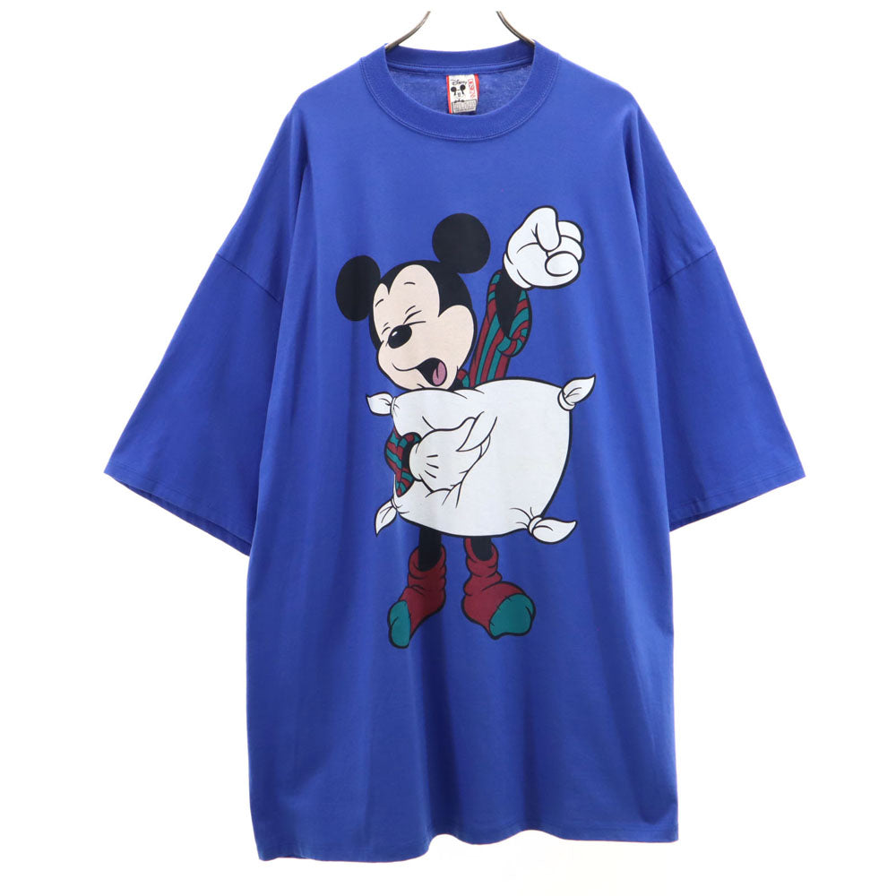 ディズニーデザインズ 90s USA製 オールド ミッキーマウス 半袖 Tシャツ ワンピース ONESIZE ブルー Disney DESIGNS ビッグサイズ Mickey レディース