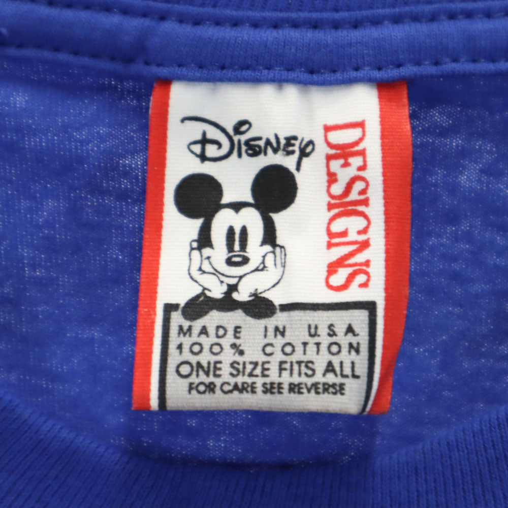 ディズニーデザインズ 90s USA製 オールド ミッキーマウス 半袖 Tシャツ ワンピース ONESIZE ブルー Disney DESIGNS ビッグサイズ Mickey レディース